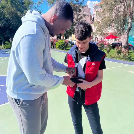 American professional basketball player Christian Jones to our local open-air court